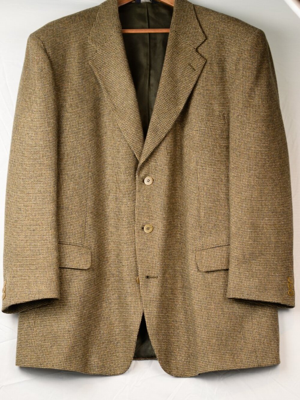 Biella Men's Brown Wool Gun Club Tweed Sport Coat USA Made Size 48R